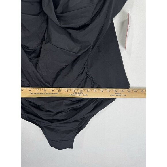 NWT Swimsuits for All One Piece Swimsuit Womens 26 Black V-Neck Shelf Bra Lined - Picture 10 of 13
